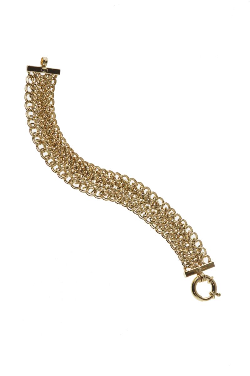 14K Yellow Gold 18MM Wide 3 Strand Multi Link Bracelet