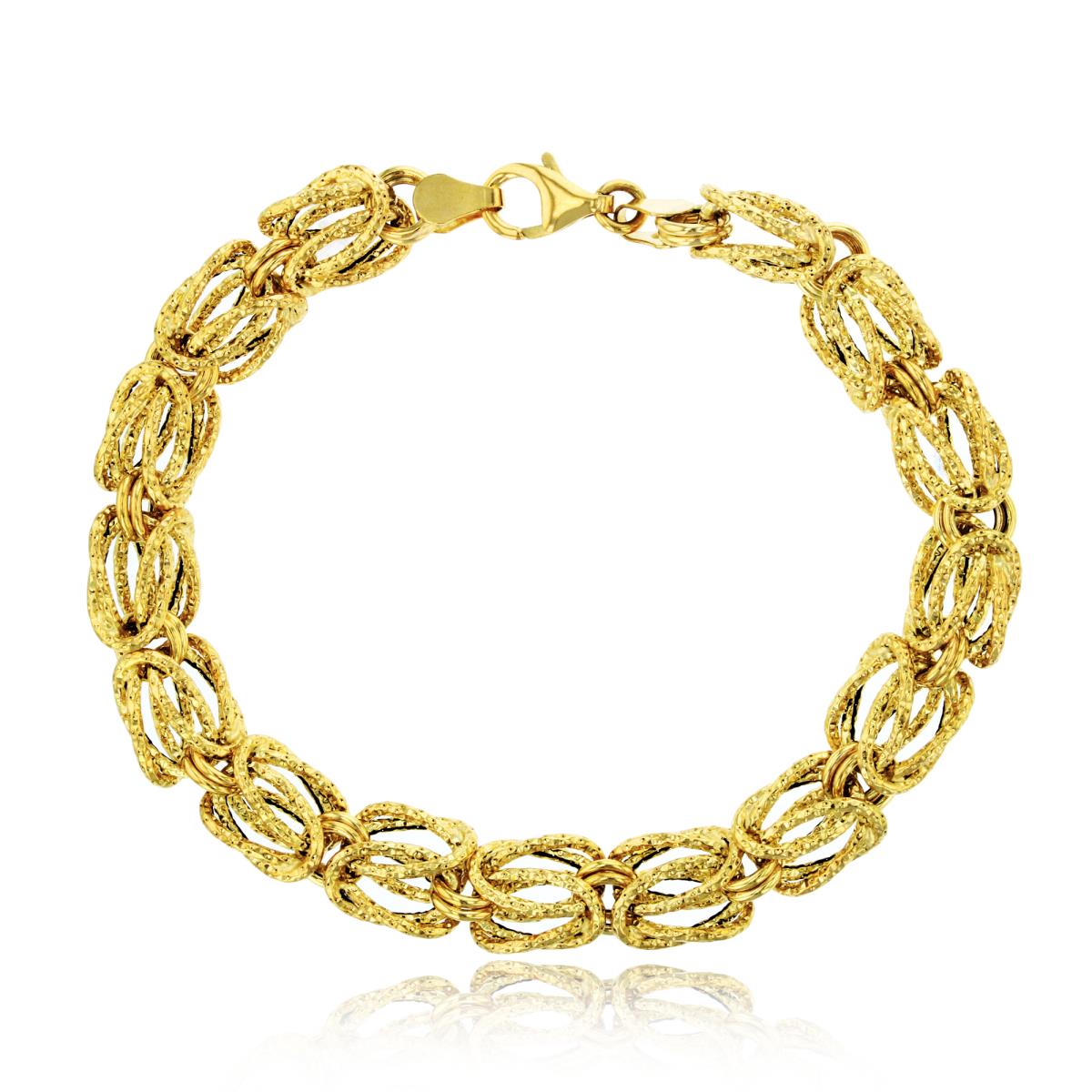 14K Yellow Gold 9MM Textured Woven Byzantine Bracelet