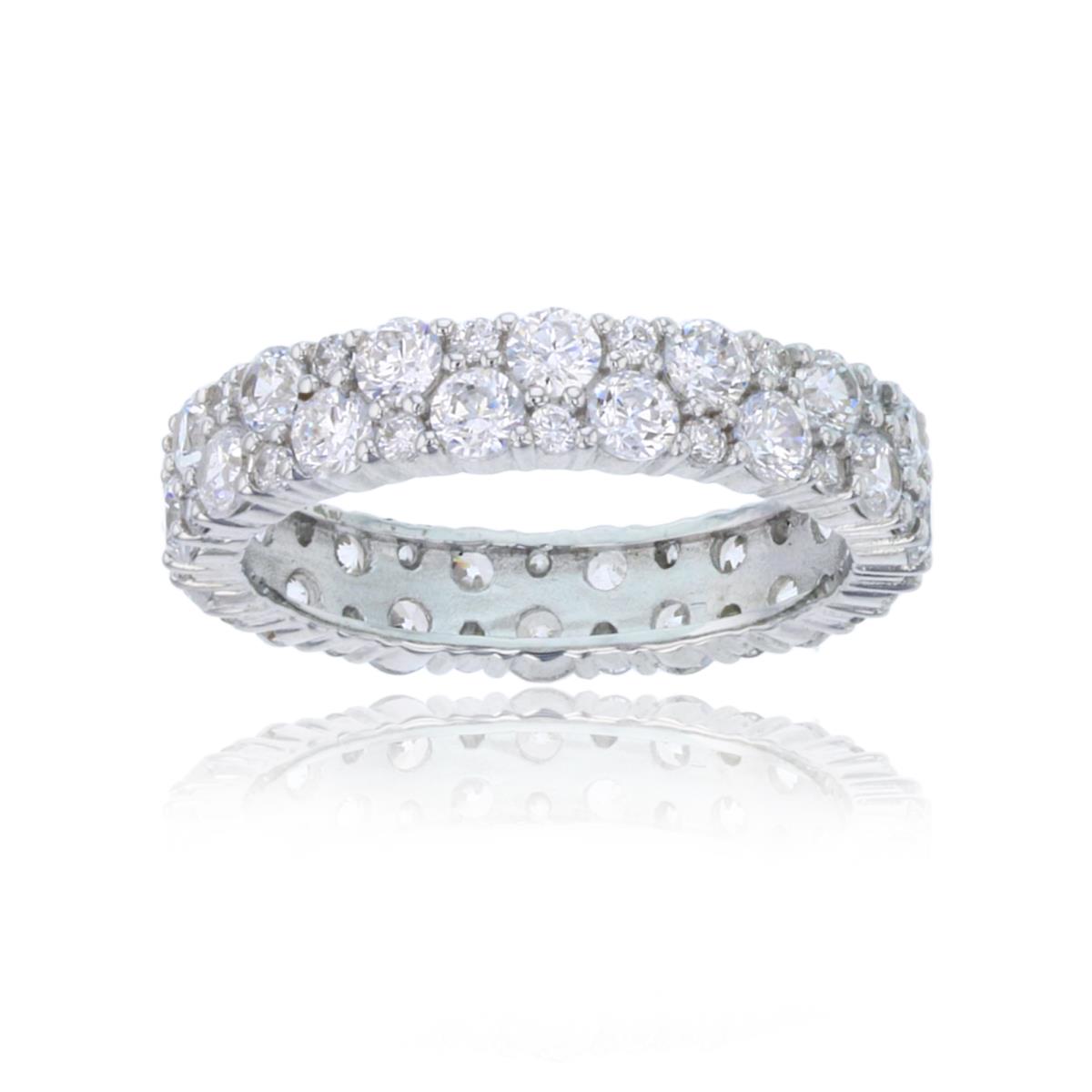 Sterling Silver Alt 2 & 3mm Round Cut Eternity Band Ring