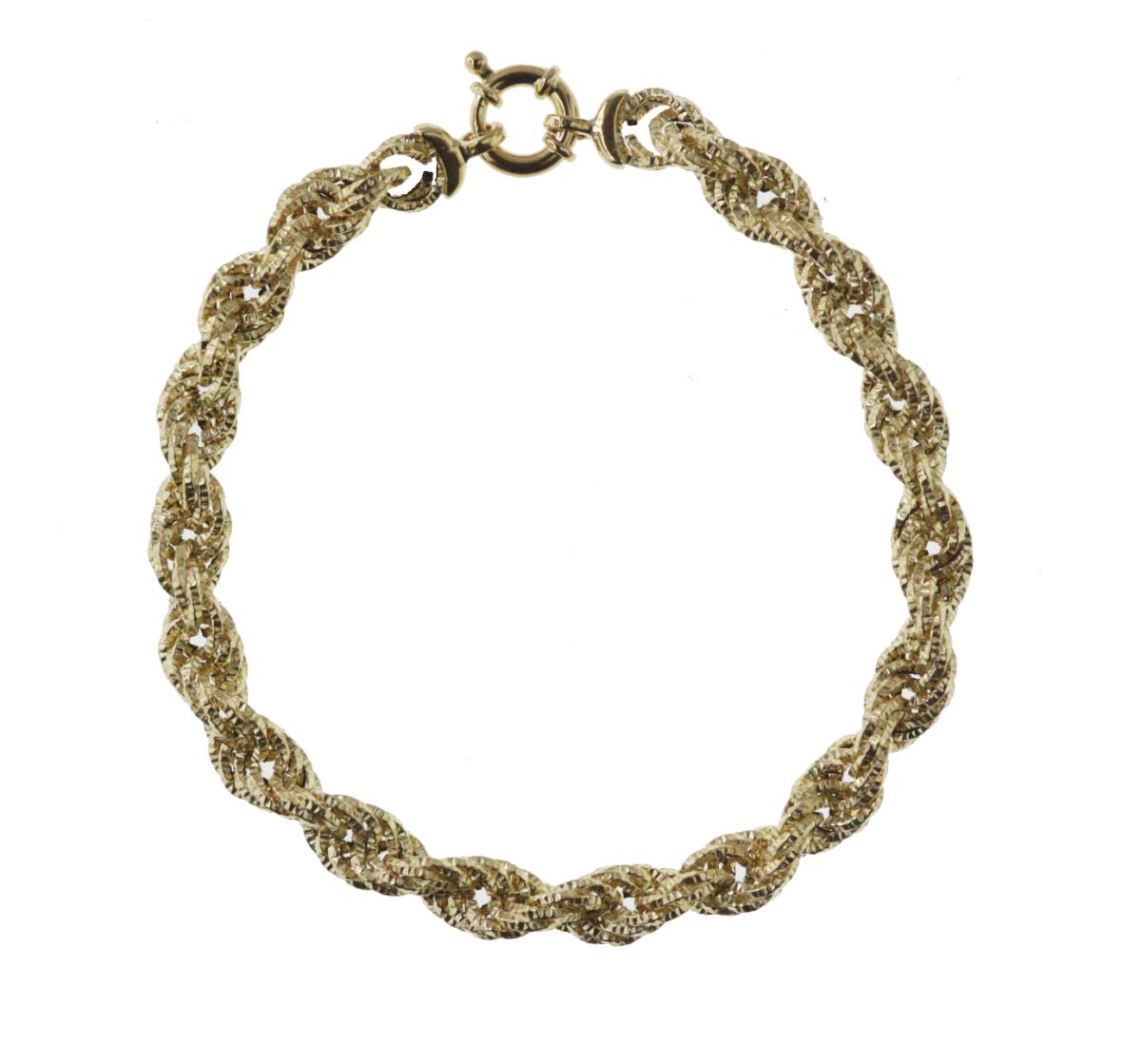 14K Yellow Gold 7MM Textured Rope Bracelet