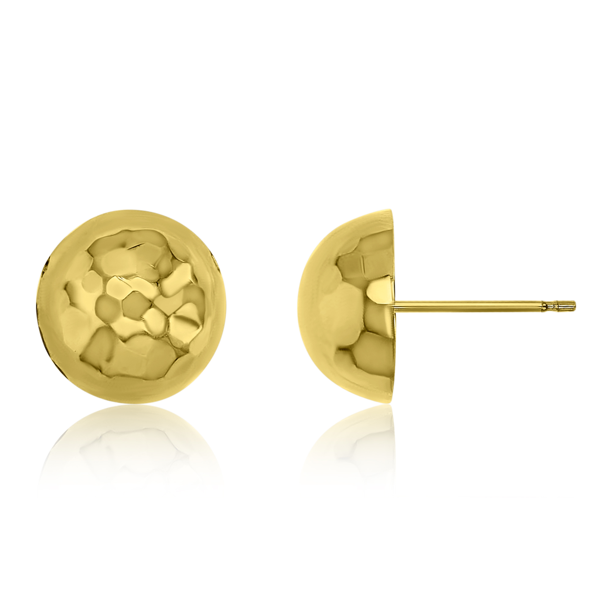 14K Yellow Gold 10MM DC Half Ball Stud Earrings 