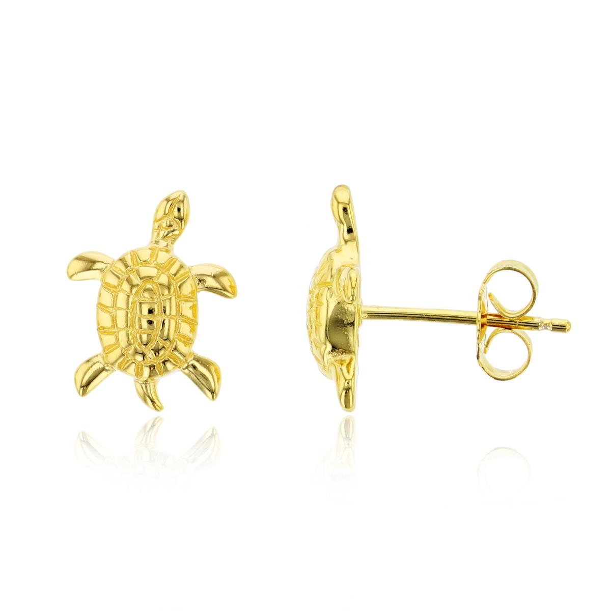 Sterling Silver Yellow Turtle Stud