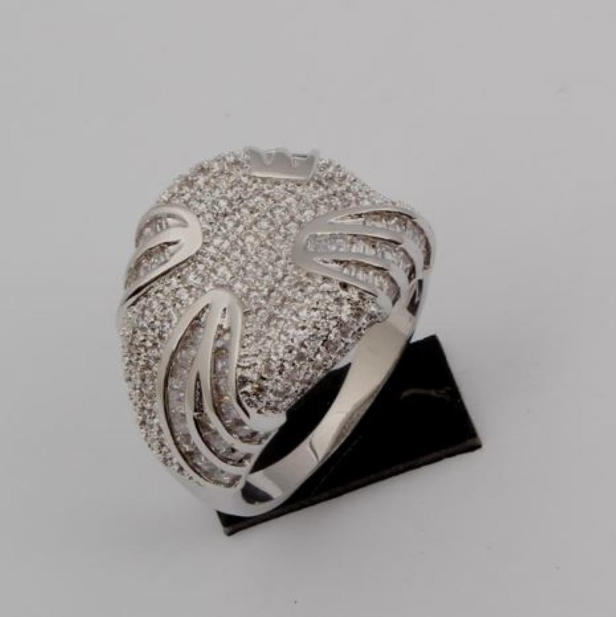 Sterling Silver Rhodium Concave Fashion Ring