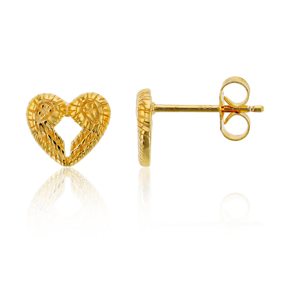 Sterling Silver Yellow Heart Wing Stud