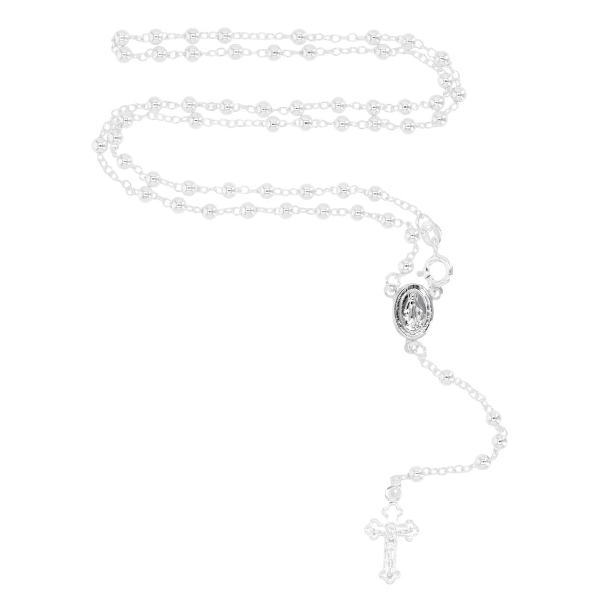Sterling Silver 3MM 18" Rosary Necklace