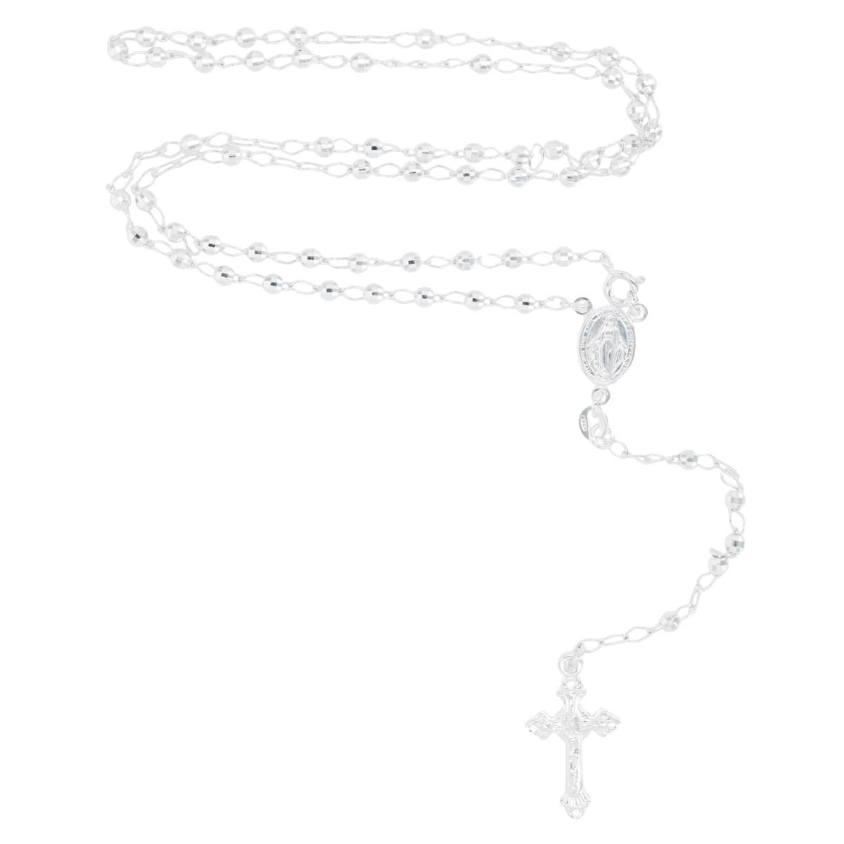 Sterling Silver Diamond Cut 3MM 18" Rosary Necklace