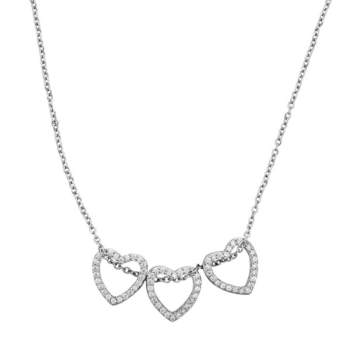 Sterling Silver Floating Hearts Necklace