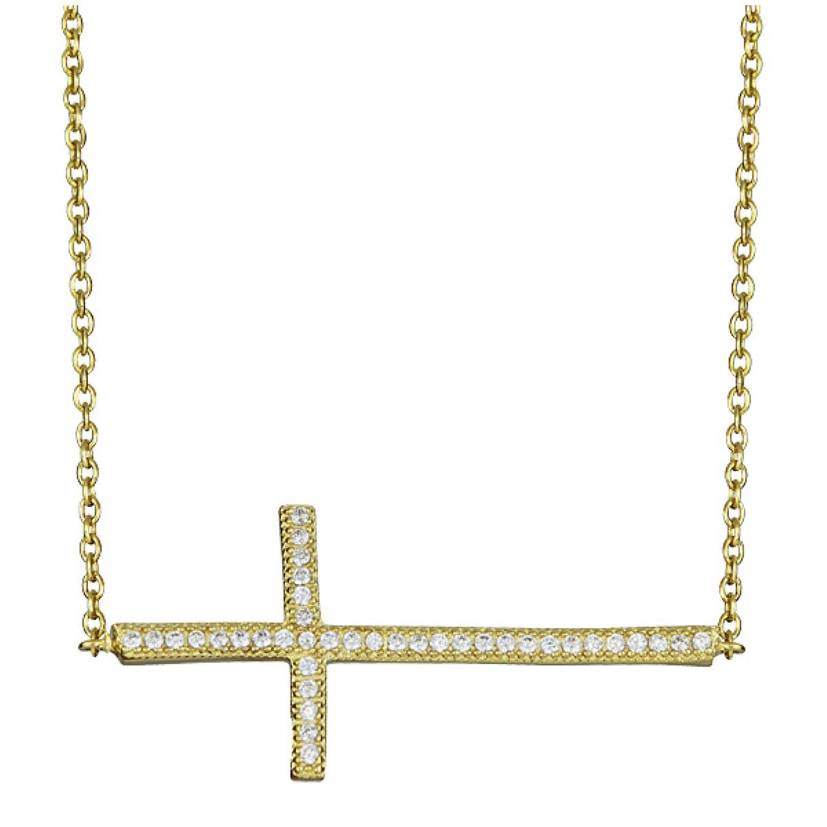 Sterling Silver Yellow Sideways Cross Necklace