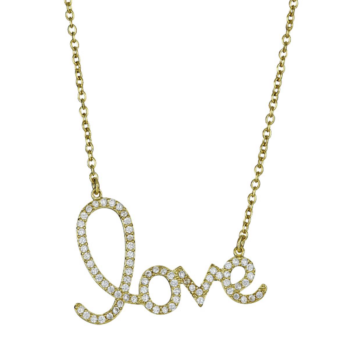 Sterling Silver Yellow Script Love Necklace