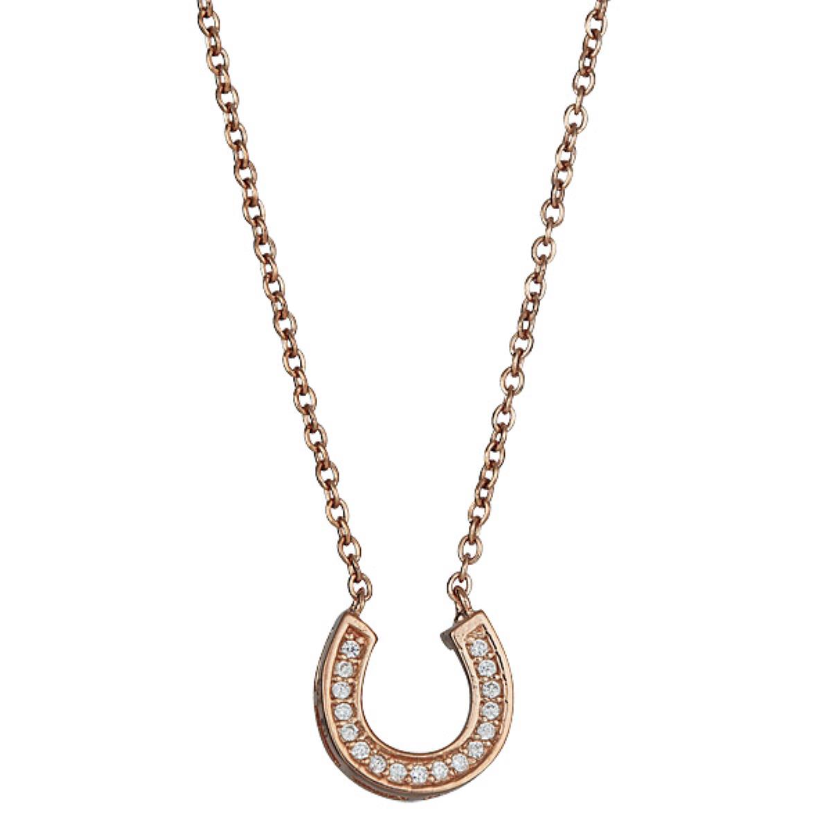 Sterling Silver Rose Horse Shoe Necklace