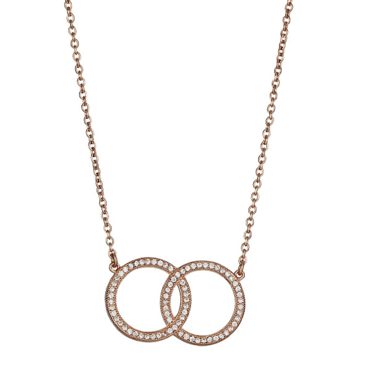 Sterling Silver Rose Geometric Circles Necklace