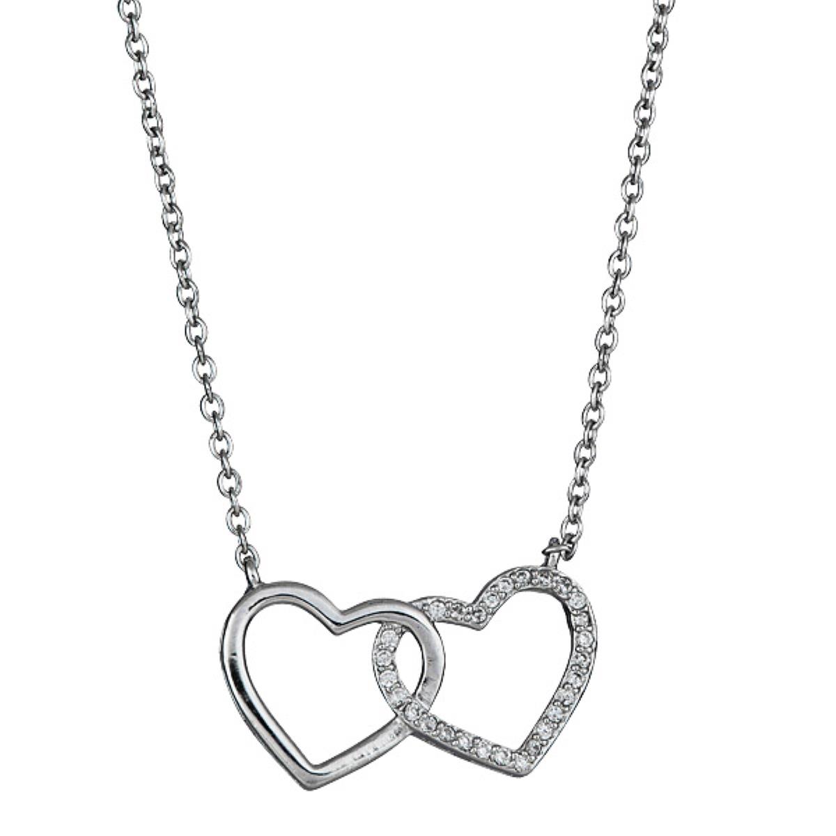 Sterling Silver Pave HP Hearts Necklace