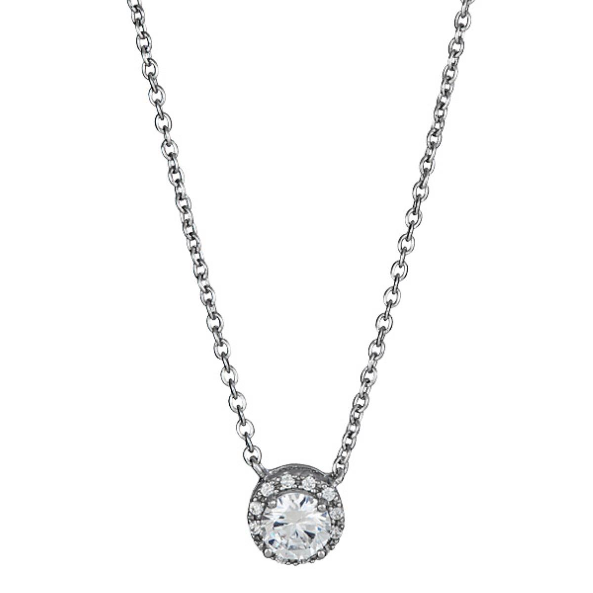 Sterling Silver Round Halo Necklace