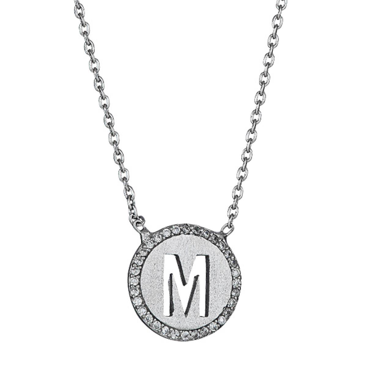 Sterling Silver M Initial Necklace