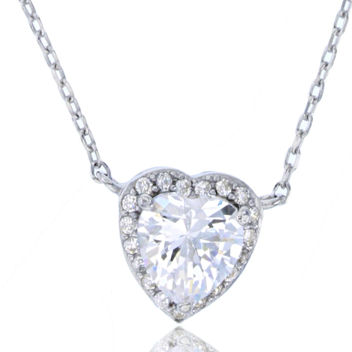 Sterling Silver Heart Halo Necklace