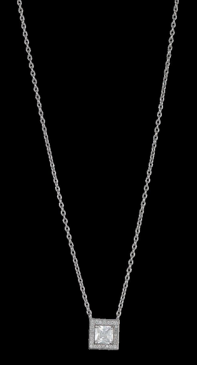 Sterling Silver Square Halo Necklace