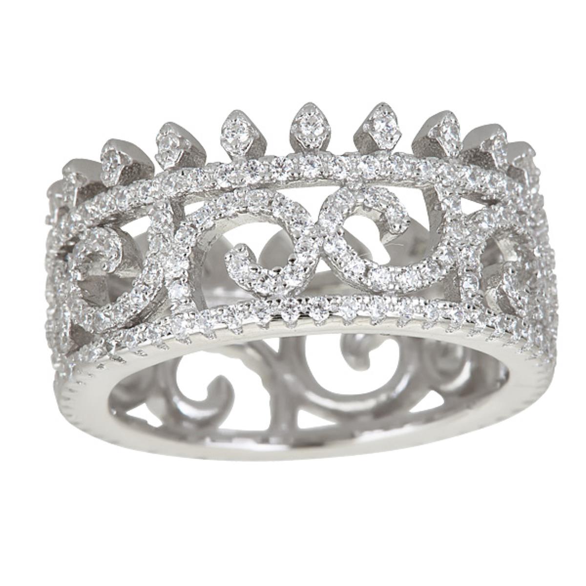 Sterling Silver Rhodium Crown Eternity Ring