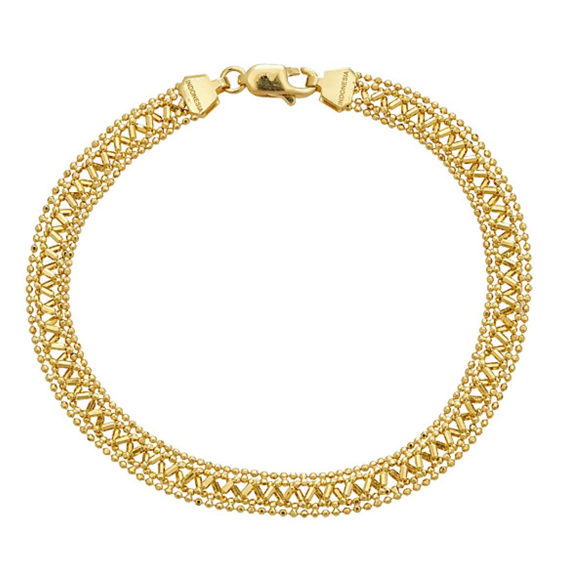 14K Yellow Gold Diamond-cut Beaded Fancy Bracelet