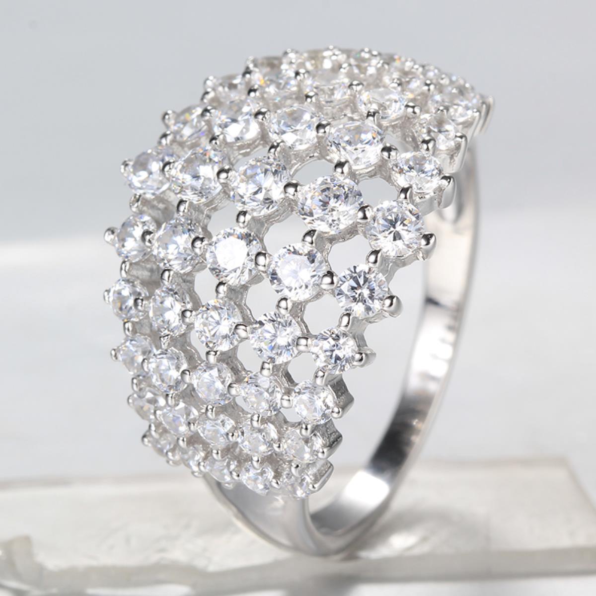 Sterling Silver Rhodium Lattice Fashion Ring