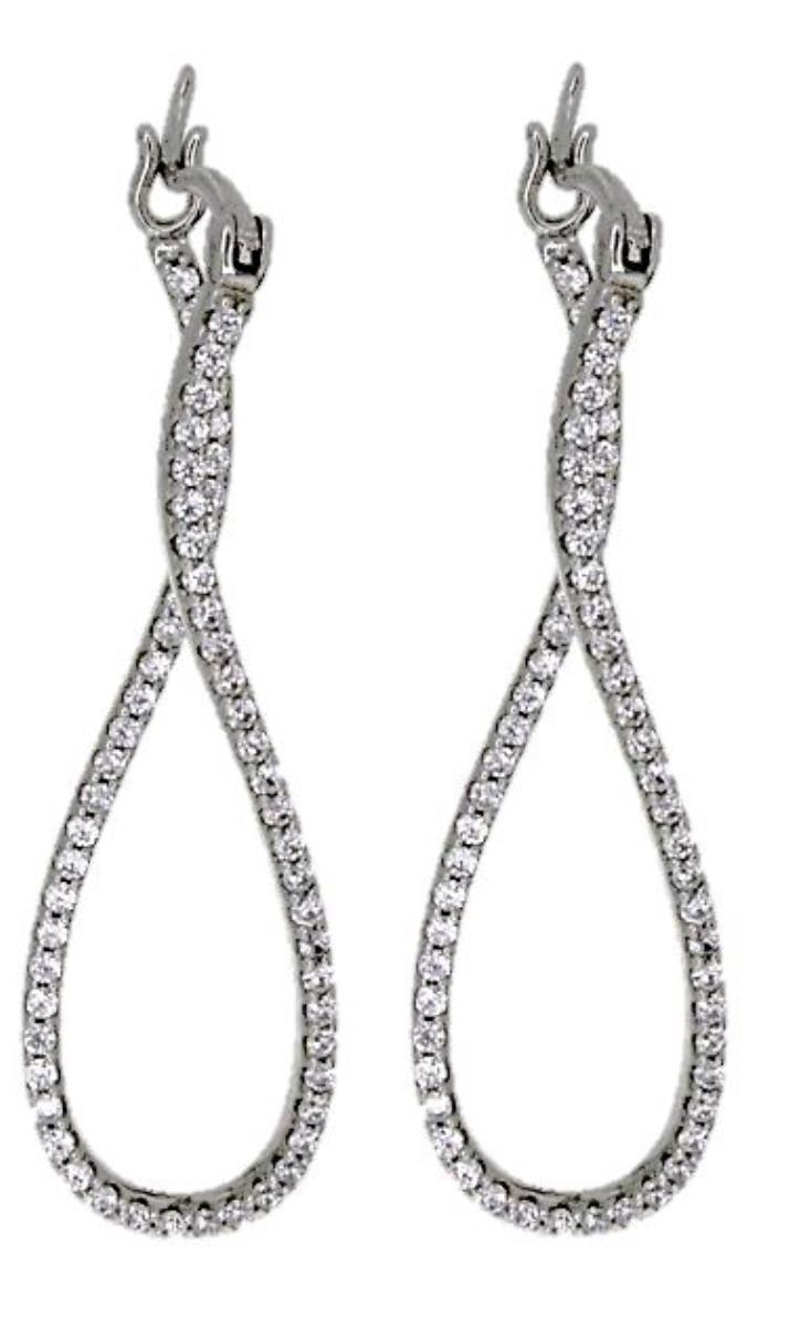 Sterling Silver Pave Infinity Hoop Earrings