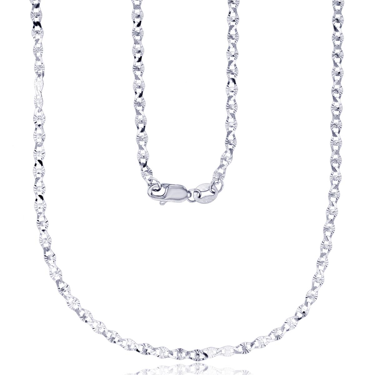 14K White Gold 2.50mm Cable Strip 050 16" Chain 