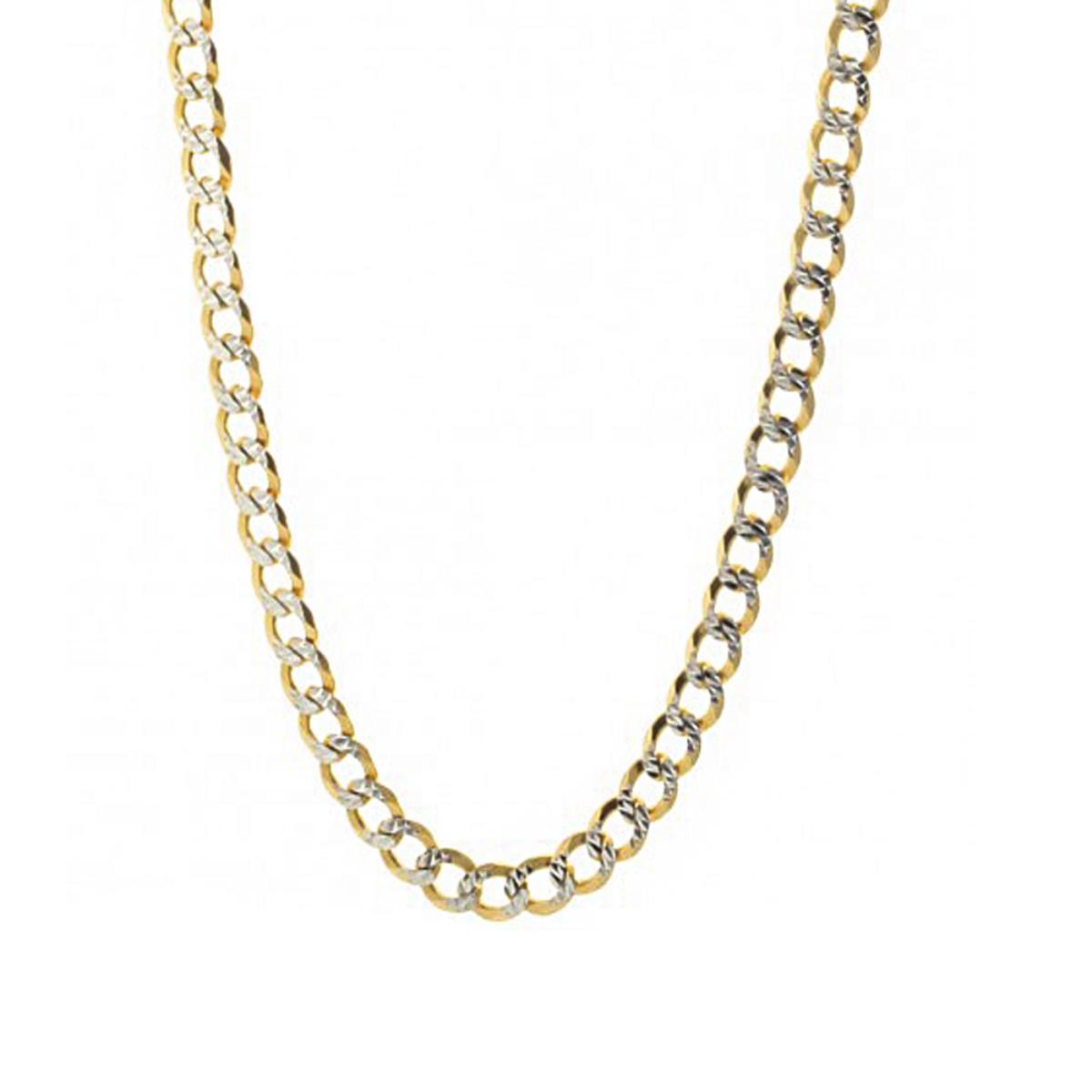14k Yellow Gold with White Pave Curb Lite 2.5mm 060 Chain 