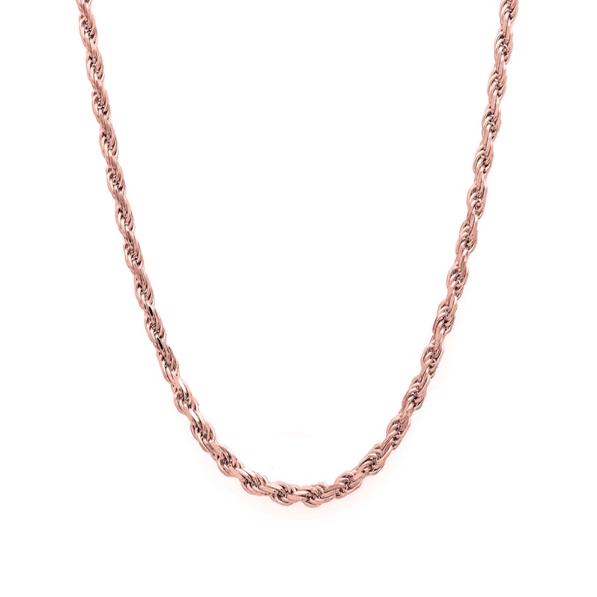14k Rose Gold 2mm DC Hollow Rope 016 18" Chain