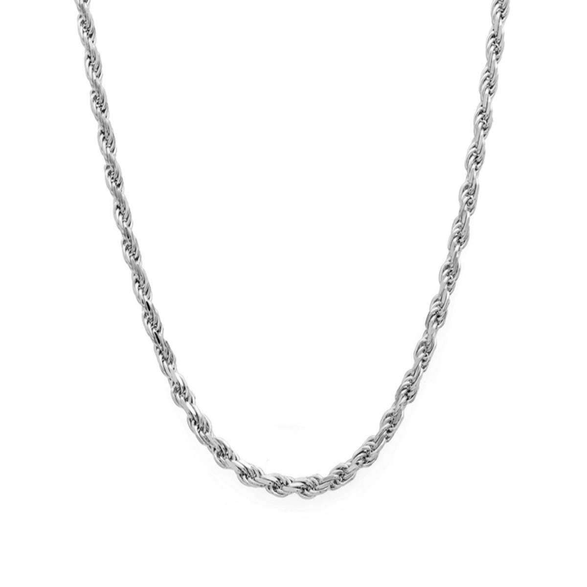 14k White Gold 4mm Hollow DC Rope 030 22" Chain