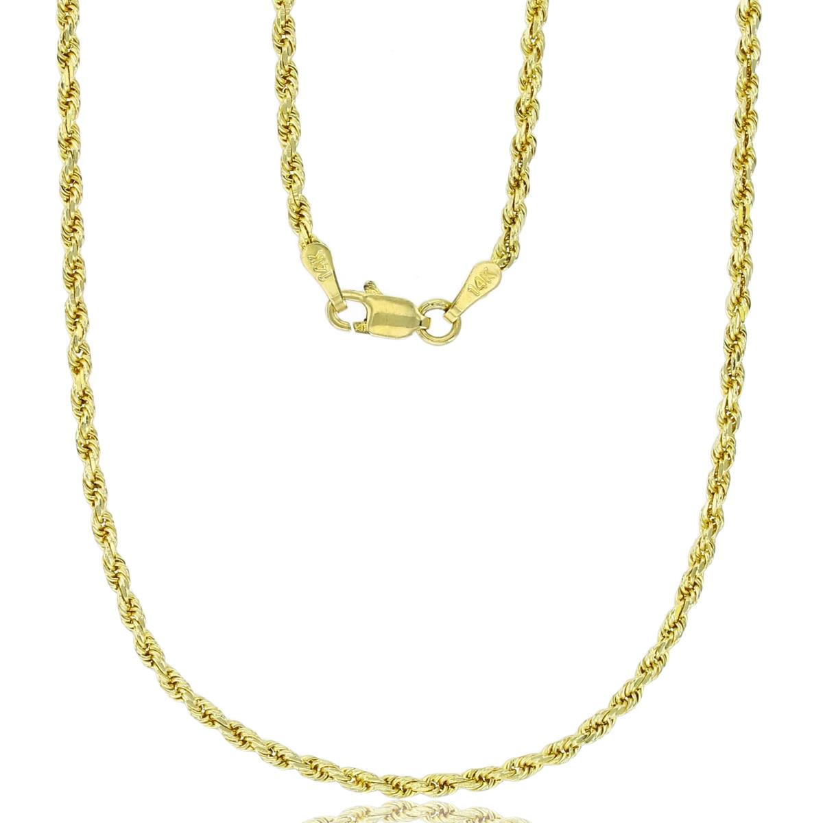 14k Yellow Gold 2.15mm Solid DC Rope 016 18" Chain 