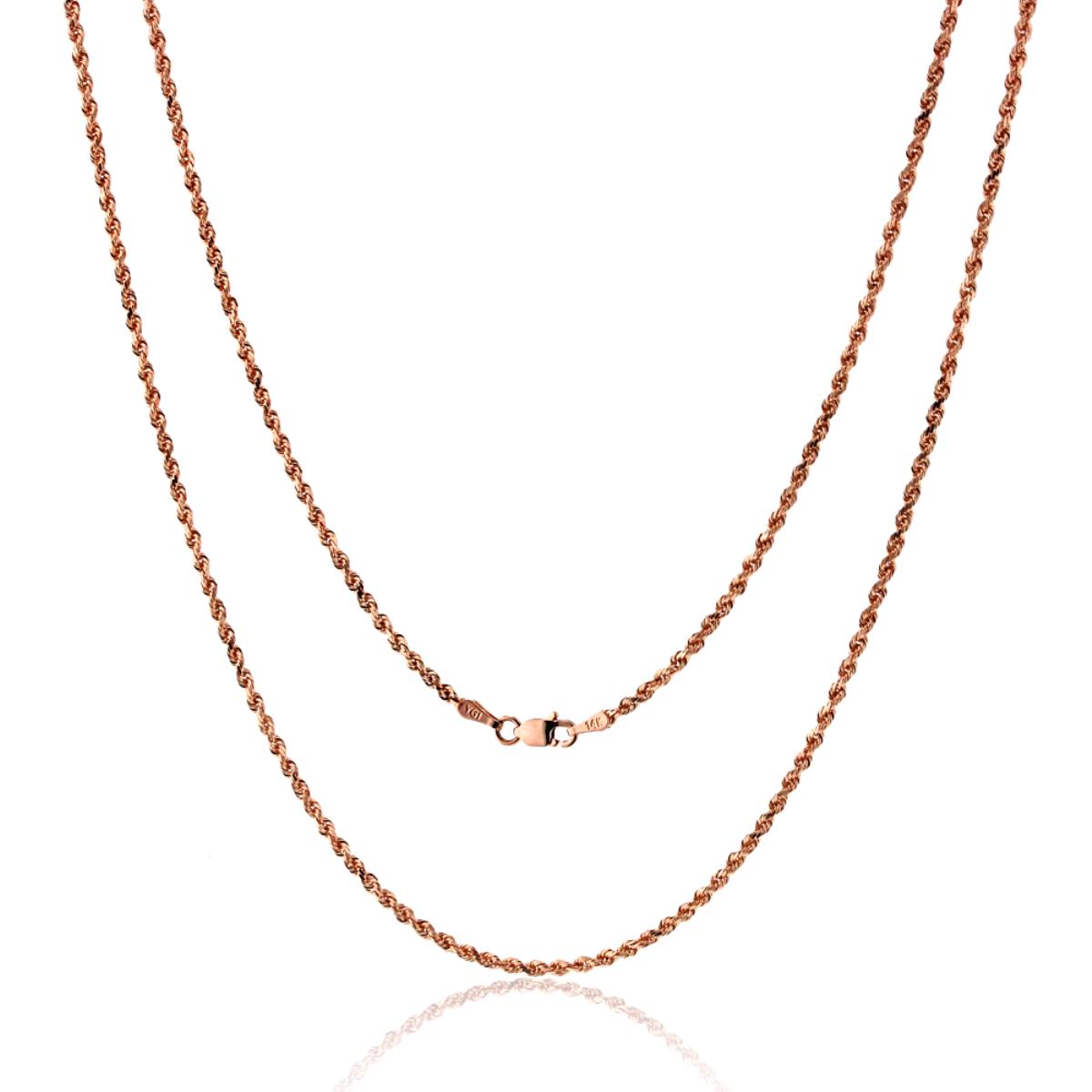 14k Rose Gold 2mm Solid DC Rope 016 18" Chain