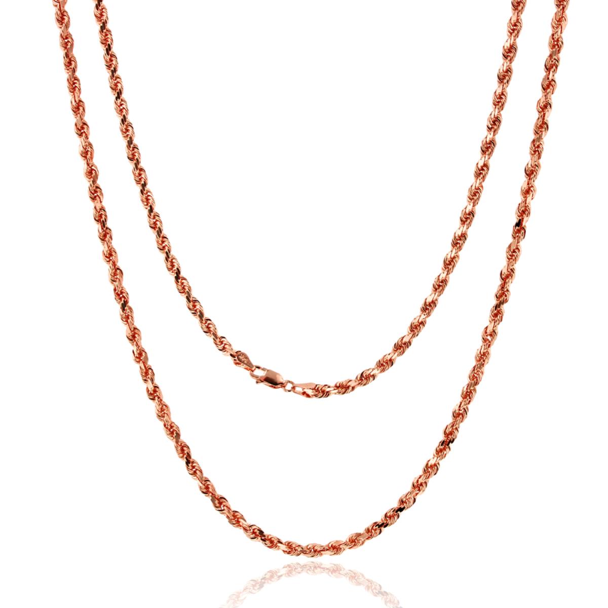 14k Rose Gold Solid DC Rope 030 22" Chain