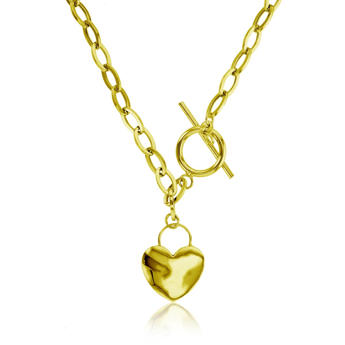 14K Yellow Gold 17" Heart Toggle Necklace