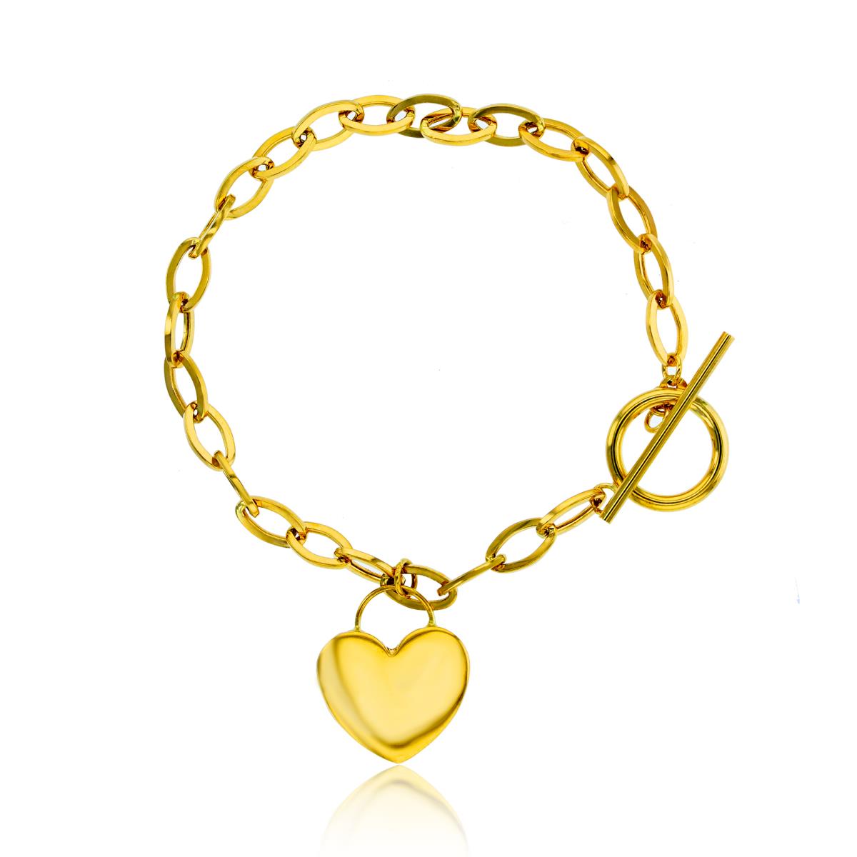 14K Yellow Gold 7.50" Heart Toggle Bracelet