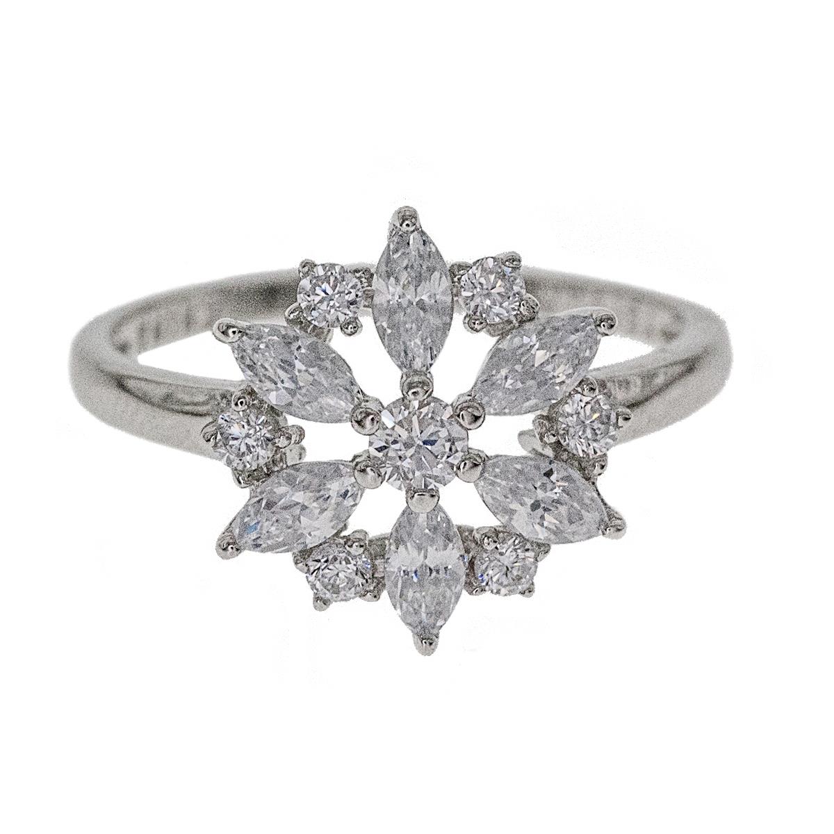 Sterling Silver Rhodium Flower Fashion Ring