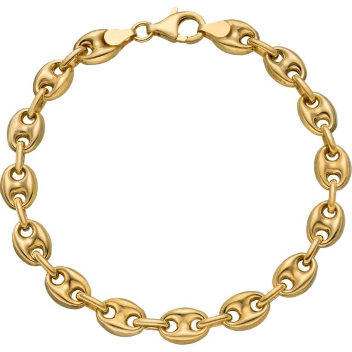 14K Yellow Gold 5MM 10" Puff Mariner Anklet