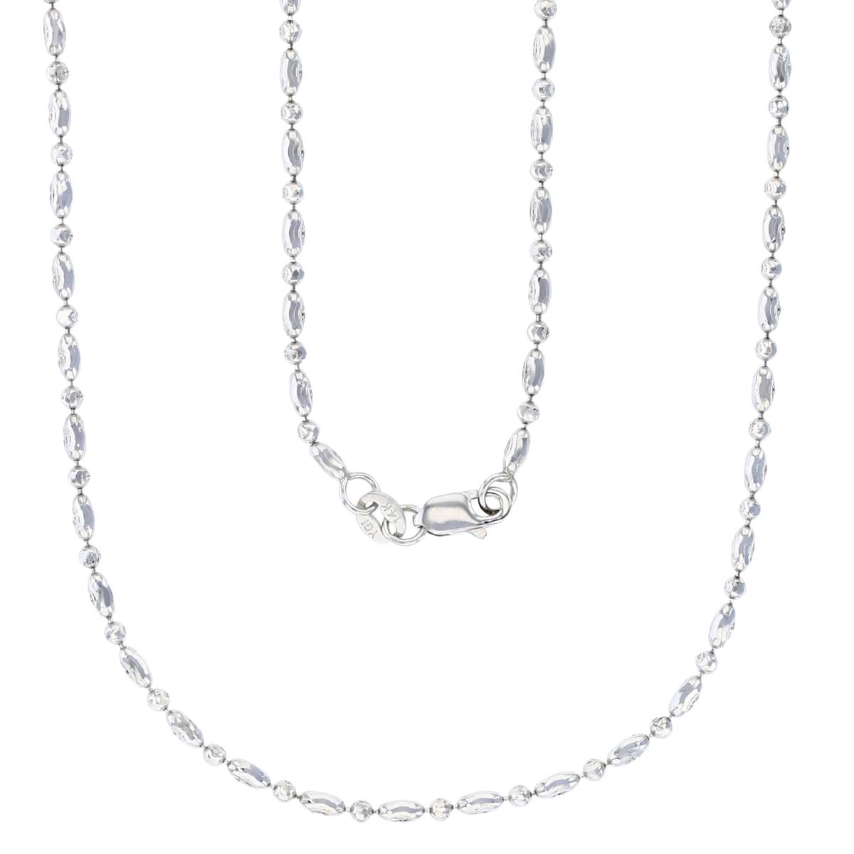 14K White Gold 1.80MM 1+1 Moon Cut 16" Chain