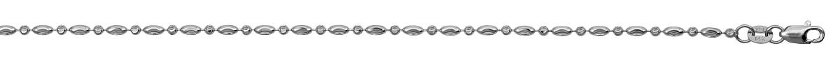 14K White Gold 2mm 1+1 Moon Cut 16" Chain