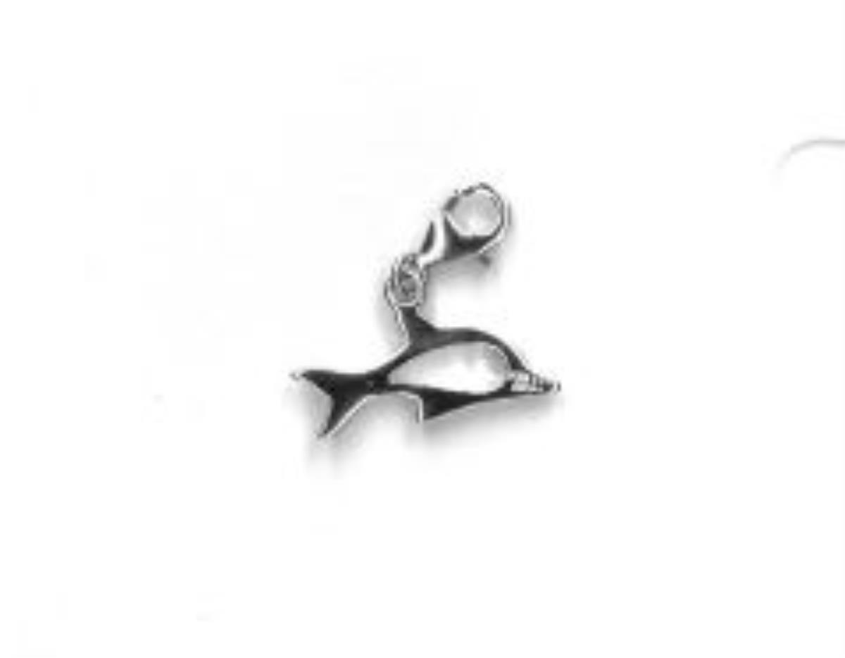 Sterling Silver Rhodium Dolphin Pendant
