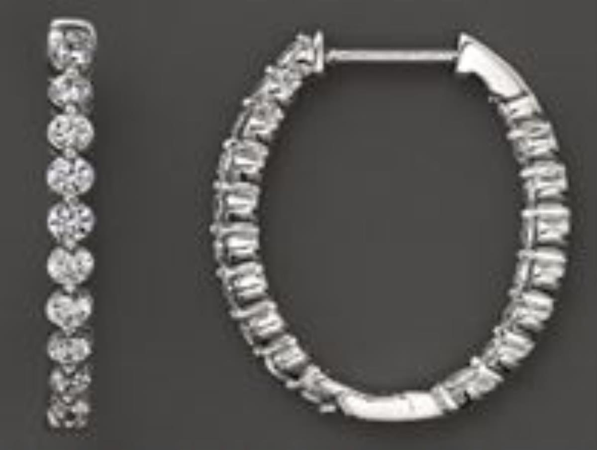 Sterling Silver Rhodium 2.50mm Round Cut CZ Huggie Earring