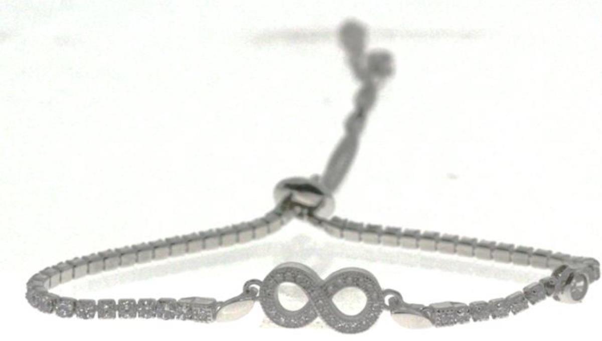 Sterling Silver Rhodium Infinity Adjustable Tennis Bracelet