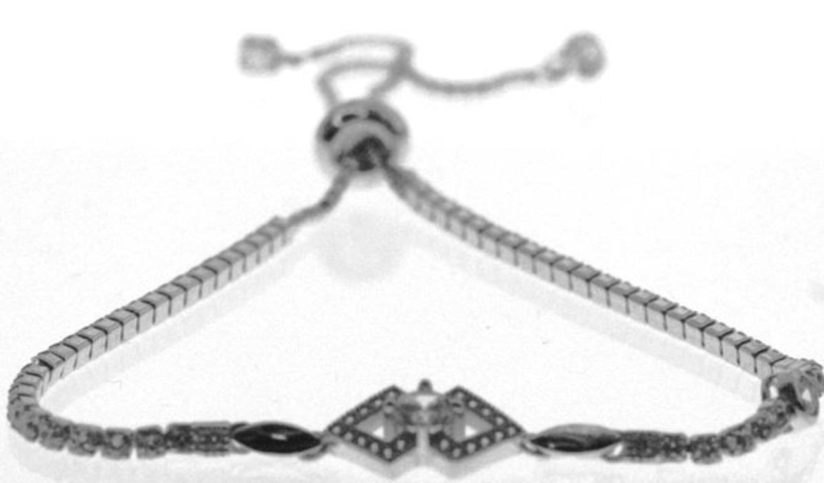 Sterling Silver Rhodium Fancy Adjustable Tennis Bracelet