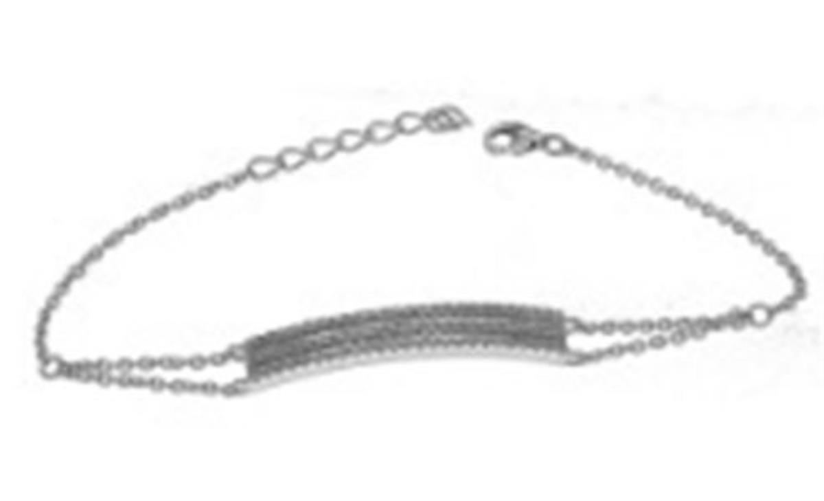Sterling Silver Rhodium 3 Row Bar Bracelet