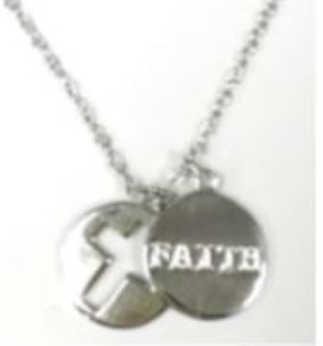 Sterling Silver Rhodium Inspirational Discs Necklace
