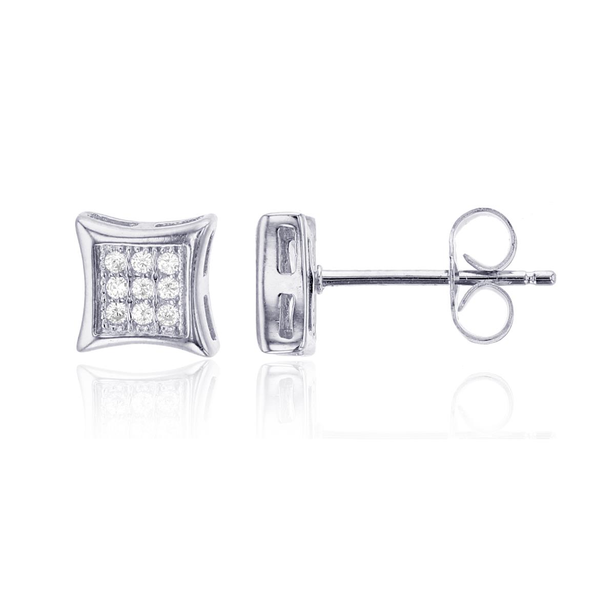 Sterling Silver 3x3 Curved Square Stud