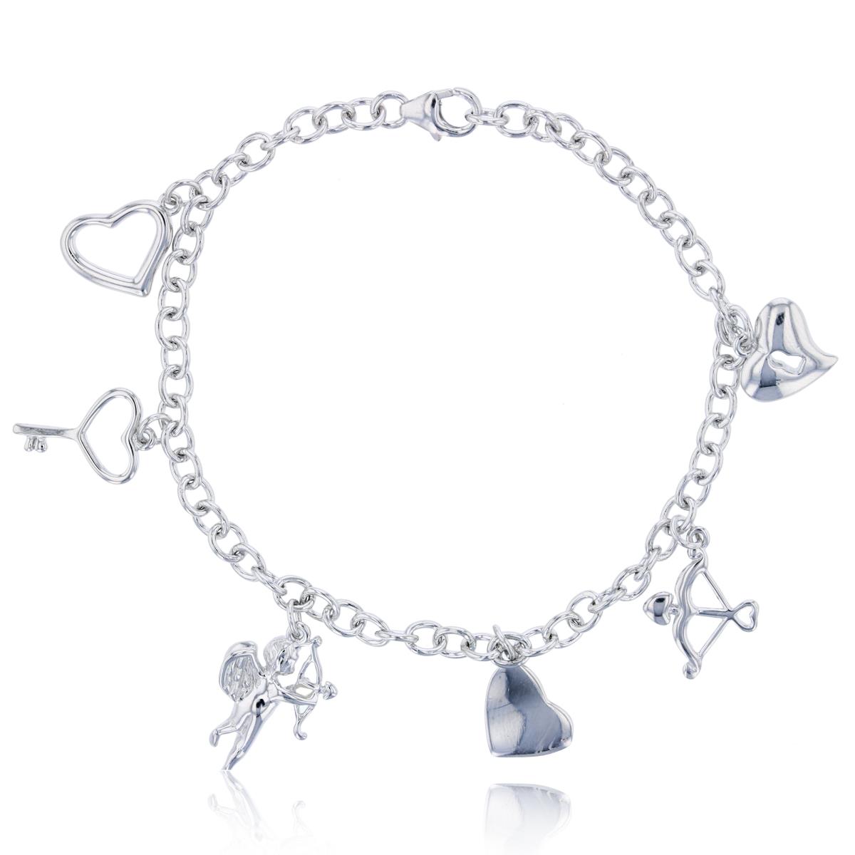 Sterling Silver Cupid Charm Bracelet