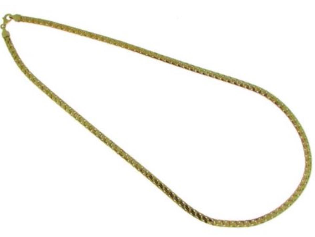 14K Yellow Gold Hollow Fancy Herringbone Style 18" Necklace