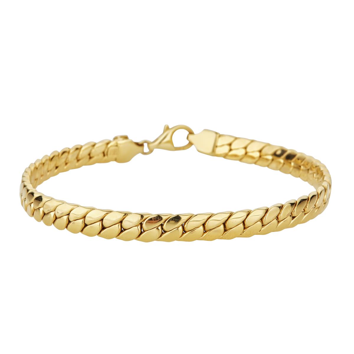 14K Yellow Gold Hollow Curb Cuban 7.5" Bracelet 