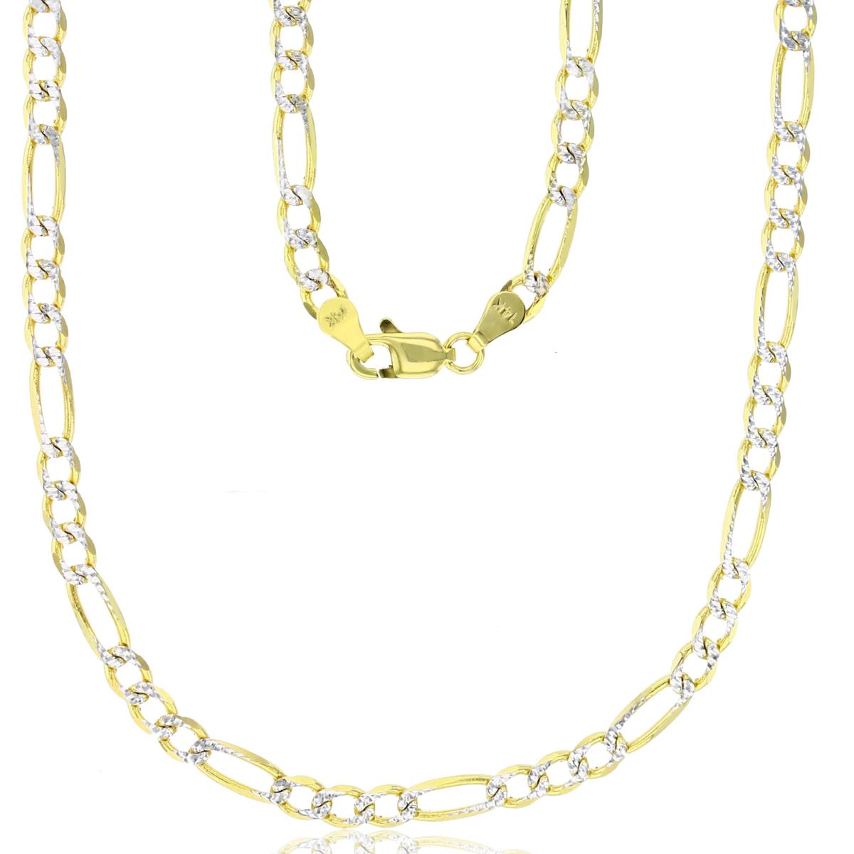 14K Gold Two Tone 4MM 24" Figaro 100 Chain