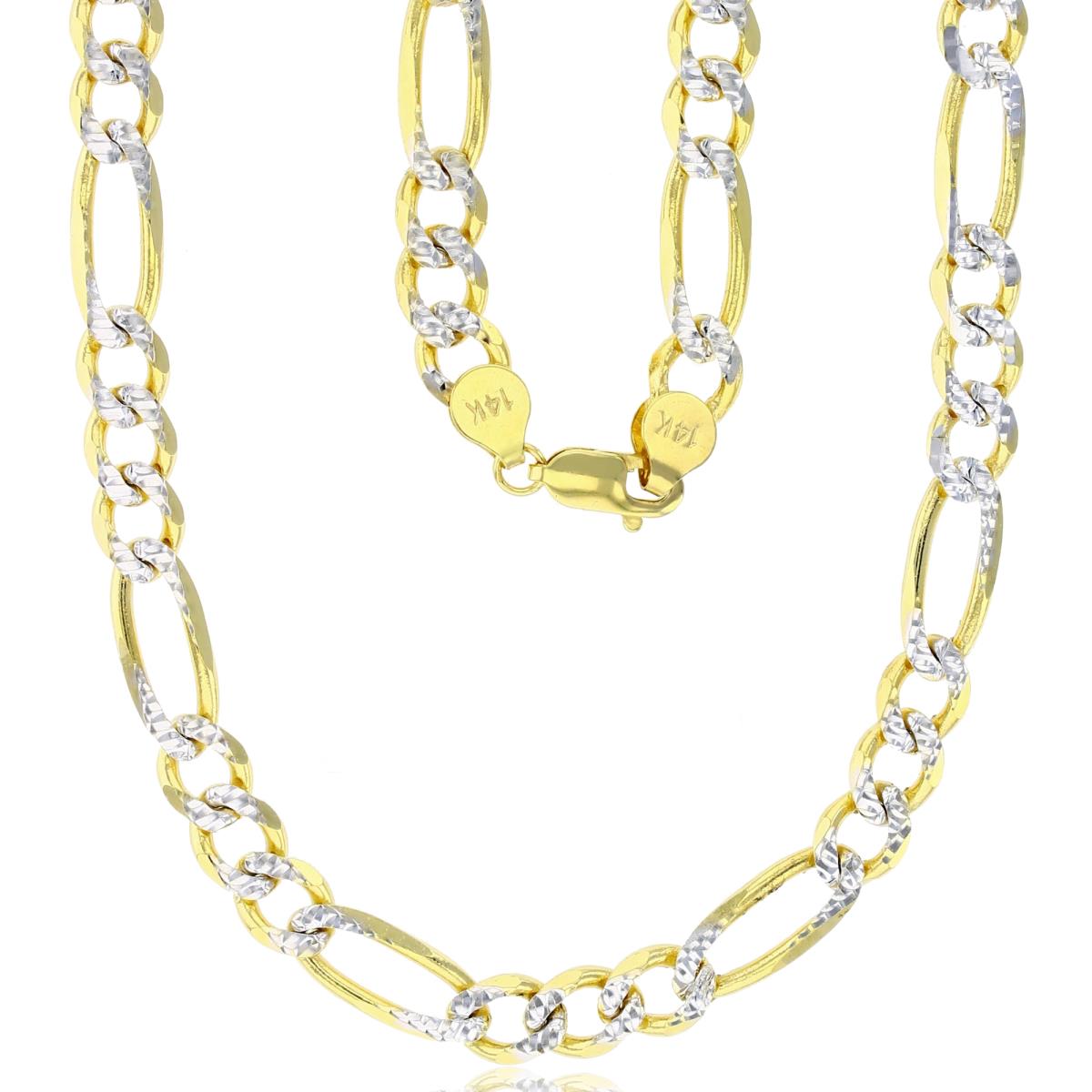 14K Gold Two Tone 7.30MM 22" Figaro 180 Chain