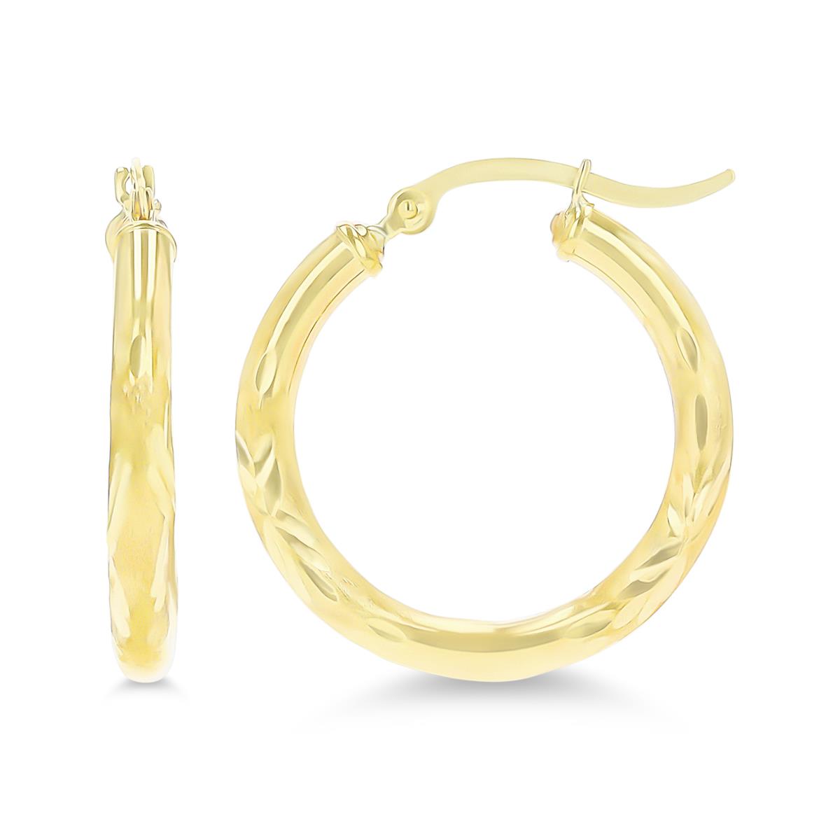 14K Yellow Gold 3X20MM DC Hoop Earrings